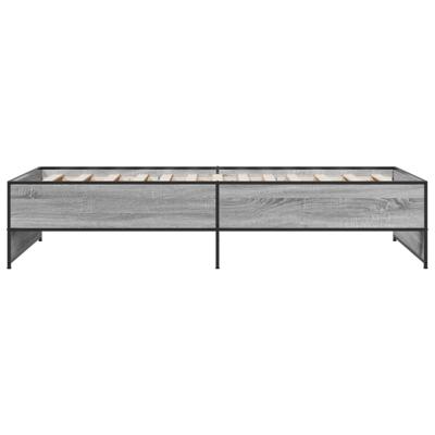 Bedframe bewerkt hout metaal grijs sonoma eiken 120x190 cm