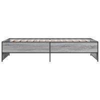 Bedframe bewerkt hout metaal grijs sonoma eiken 120x190 cm - thumbnail