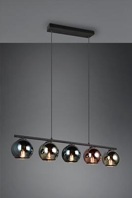 Trio Design hanglamp Sheldon zwart met smoke glas R31305017