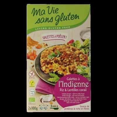 Indiase rijstburgers 2 x 100g vegan glutenvrij bio 2 Stuks