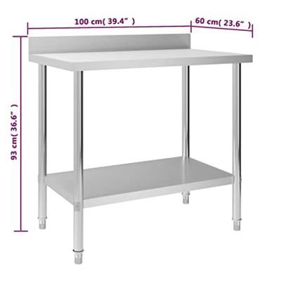 VidaXL Keukenwerktafel met spatscherm 100x60x93 cm roestvrij staal VidaXL Keukenwerktafel met spatscherm 100x60x93 cm roestvrij staal