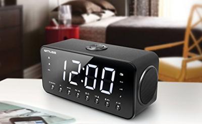 Muse M-192CR wekker, USB, matzwart
