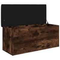 Opbergbankje 102x42x45 cm bewerkt hout gerookt eikenkleurig - thumbnail