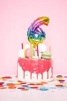 Folieballon Taart Topper Regenboog Cijfer 3 - 13 cm - thumbnail