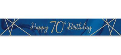Foliebanner 70 jaar Navy Blauw/Goud (275cm)