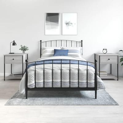 Nachtkastjes 2 st 44x45x58 cm bewerkt hout grijs sonoma eiken