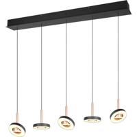 LED Hanglamp - Trio Select Guano - 5 Lichtpunten van 8 Watt - Dimbaar - Aanpasbare Lichtkleur - Hoogte Aanpasbaar zonder Contragewicht - 100cm - Draaibaar - Coffee - Metaal - thumbnail