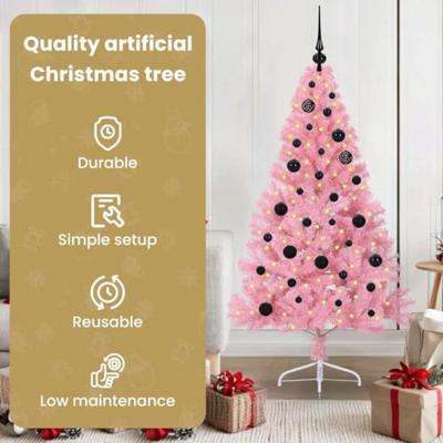 VidaXL Kunstmatig voorverlicht kerstboom met 150 led roze 150 cm pvc
