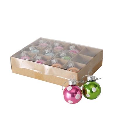 Boltze Home kerstbal glas pattern 12 stuks in doosje- multi kleuren gestippeld Boltze Home kerstbal glas pattern 12 stuks in doosje- multi kleuren gestippeld