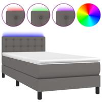 Boxspring met matras en LED kunstleer grijs 120x190 cm - thumbnail