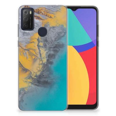 Alcatel 1S (2021) | TPU | Siliconen hoesje | Marble Blue Gold
