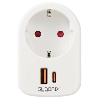 Sygonix SY-6713236 Tussenstekker Met USB Wit