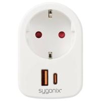 Sygonix SY-6713236 Tussenstekker Met USB Wit - thumbnail