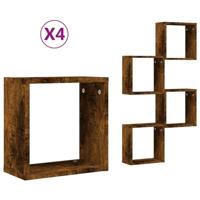 Wandrekken kubus 4 st 30x15x30 cm gerookt eiken - thumbnail