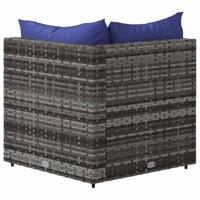 Tuinhoekbanken met kussens 2 st poly rattan grijs - thumbnail