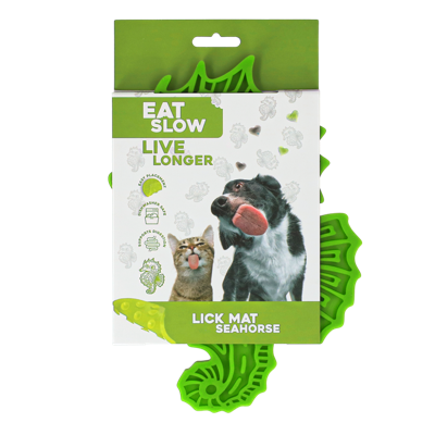 Eat Slow Live Longer Lick Mat Seahorse Groen