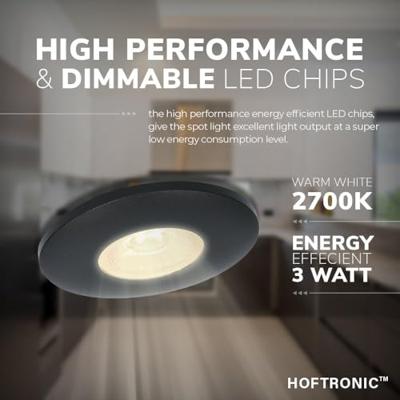 Set van 4 Pavo - Platte LED ipbouwspots met lage inbouwdiepte 12mm - 3 Watt 300 Lumen - 2700K Warm wit - Dimbaar - Rond - Meubelspot - IP44 waterdicht - Zwart Set van 4 Pavo - Platte LED ipbouwspots met lage inbouwdiepte 12mm - 3 Watt 300 Lumen - 2700K Warm wit - Dimbaar - Rond - Meubelspot - IP44 waterdicht - Zwart