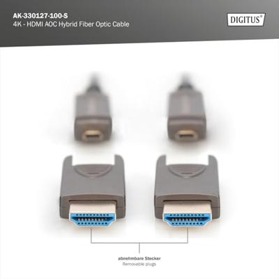 Digitus AK-330127-100-S HDMI-kabel HDMI Aansluitkabel HDMI-A-stekker 10 m Zwart 4K UHD, Afgeschermd (drievoudig), Flexibel, Afscherming totaal, Afgeschermd,