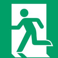 Pictogram bordje Djois Nooduitgang links 200x200mm groen - thumbnail