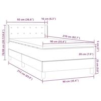 Boxspring met matras fluweel lichtgrijs 90x210 cm - thumbnail