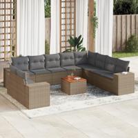 11-delige Tuinset met kussens poly rattan beige - thumbnail