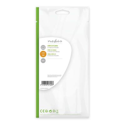USB 2.0-Kabel | A Male - A Female | 2,0 m | Zwart