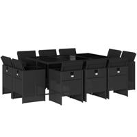 11-delige Tuinset met kussens poly rattan zwart - thumbnail