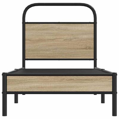 Bedframe zonder matras bewerkt hout gerookt eiken 107x203 cm - thumbnail