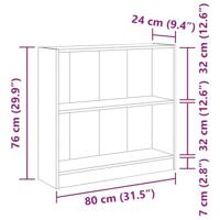 Boekenkast 80x24x76 cm bewerkt hout oud houtkleurig - thumbnail