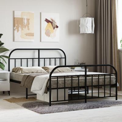 Bedframe met hoofd- en voeteneinde metaal zwart 140x200 cm Bedframe met hoofd- en voeteneinde metaal zwart 140x200 cm