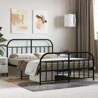 Bedframe met hoofd- en voeteneinde metaal zwart 140x200 cm - thumbnail