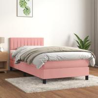 Boxspring met matras fluweel roze 100x200 cm - thumbnail