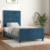 Bedframe zonder matras 90x190 cm fluweel donkerblauw - thumbnail