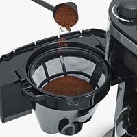 Severin Filterkaffeemaschine mit Mahlwerk und Edelstahl-Thermokanne, Koffiezetapparaat Zwart, RVS (geborsteld) Capaciteit koppen: 8 Display, Met thermoskan, - thumbnail
