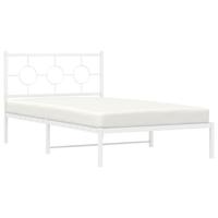 Bedframe met hoofd- en voeteneinde metaal wit 107x203 cm - thumbnail