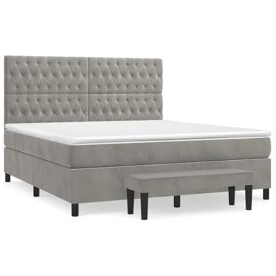 Boxspring met matras fluweel lichtgrijs 180x200 cm