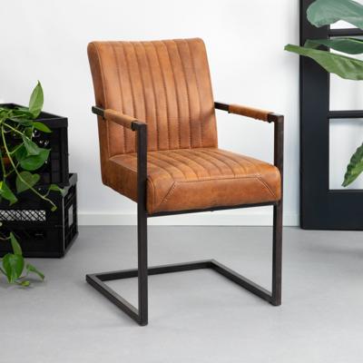 Eetkamerstoel 'Ferro' met armleuning, kleur lichtbruin