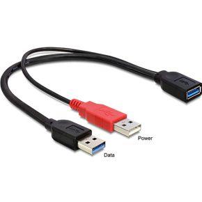 Delock 83176 USB-kabel USB 3.2 Gen1 USB-A stekker, USB-A bus 0.30 m Zwart Vergulde steekcontacten, UL gecertificeerd