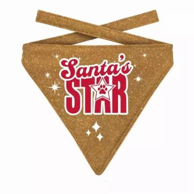 PLENTY GIFTS KERST BANDANA SANTA'S STAR GLITTER GOUD
