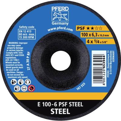 PFERD TOOLS 62010634 E 100-6 PSF STEEL/16,0 Afbraamschijf gebogen Diameter 100 mm Boordiameter 16 mm Gietijzer, Staal, Gegoten staal 10 stuk(s)
