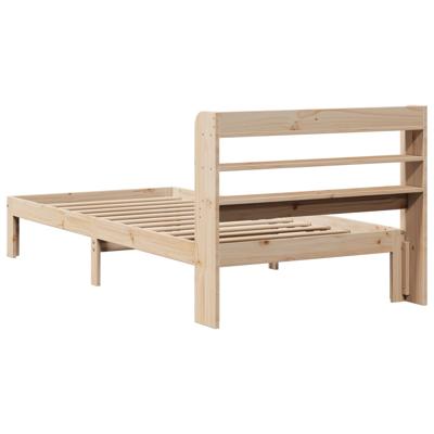 Bedframe met hoofdbord massief grenenhout 90x200 cm