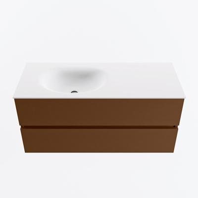 MONDIAZ VICA 110cm badmeubel onderkast Rust 2 lades. Wastafel MOON links 1 kraangat, kleur Talc.