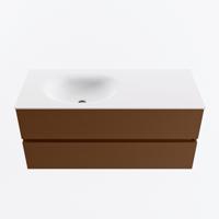 MONDIAZ VICA 110cm badmeubel onderkast Rust 2 lades. Wastafel MOON links 1 kraangat, kleur Talc. - thumbnail