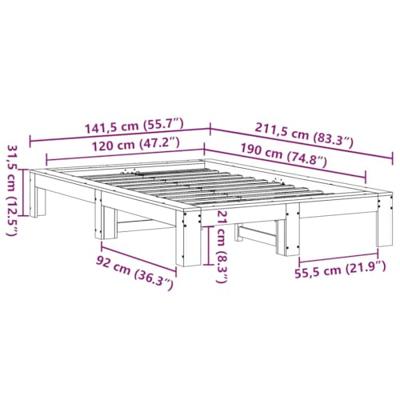 Bedframe zonder matras massief grenenhout wasbruin 120x190 cm Bedframe zonder matras massief grenenhout wasbruin 120x190 cm