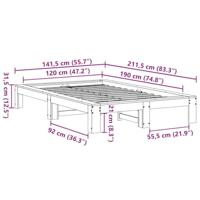 Bedframe zonder matras massief grenenhout wasbruin 120x190 cm - thumbnail