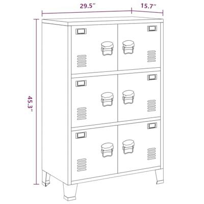 Opbergkast industrieel 75x40x115 cm metaal wit