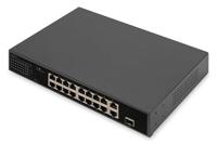 DIGITUS 18-poorts Fast Ethernet PoE netwerkswitch - 16x 100 Mbps RJ45 + 1x Gbps RJ45 combo + 1x SFP-poort - 19 inch - 185W PoE budget - 10/100 Mbps - thumbnail