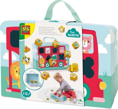 SES tiny talents - vormenstoof koffer bus met 12 vormen SES tiny talents - vormenstoof koffer bus met 12 vormen