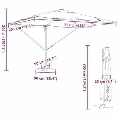VidaXL Parasol groen 352 x 251 x 265 cm polyester en aluminium