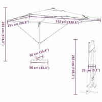 VidaXL Parasol met slot zand 352 x 251 x 265 cm polyester en aluminium - thumbnail